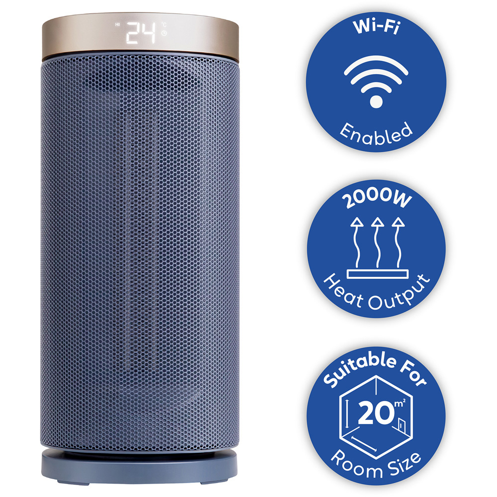 Russell Hobbs RHCTH2001OP-SMT Soft Navy and Champagne Round Wi-Fi Enabled Ceramic Heater 2000W Image 8