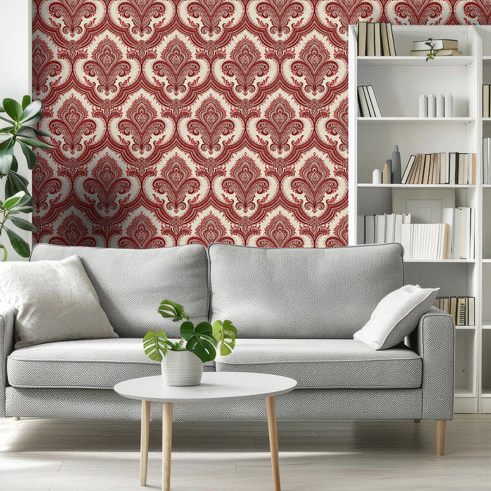 Design ID Damask Red Wallpaper Image 5