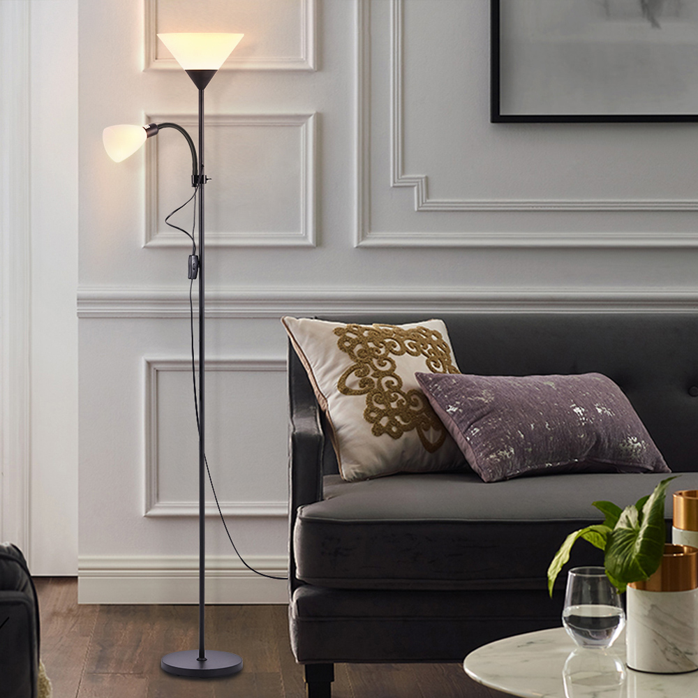 Living and Home Black 2 Head Floor Lamp Image 5