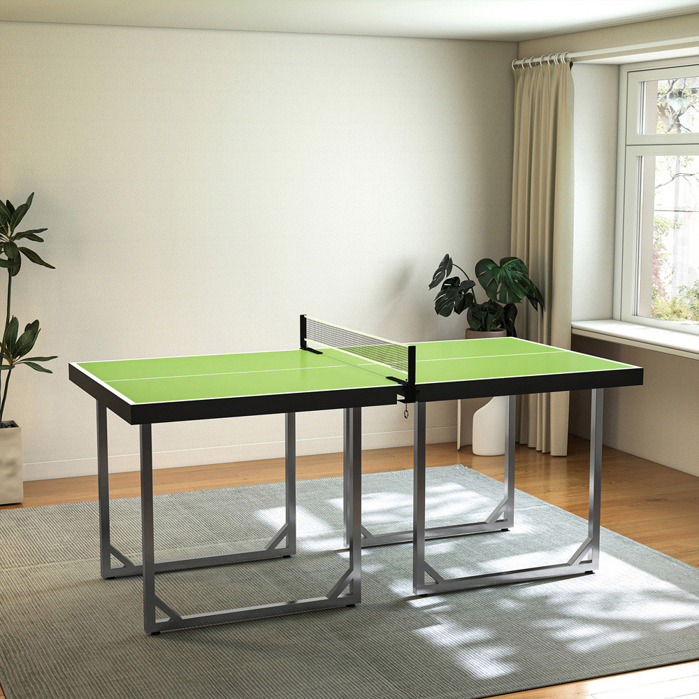 HOMCOM Green Foldable Indoor Tennis Table with Net Image 4