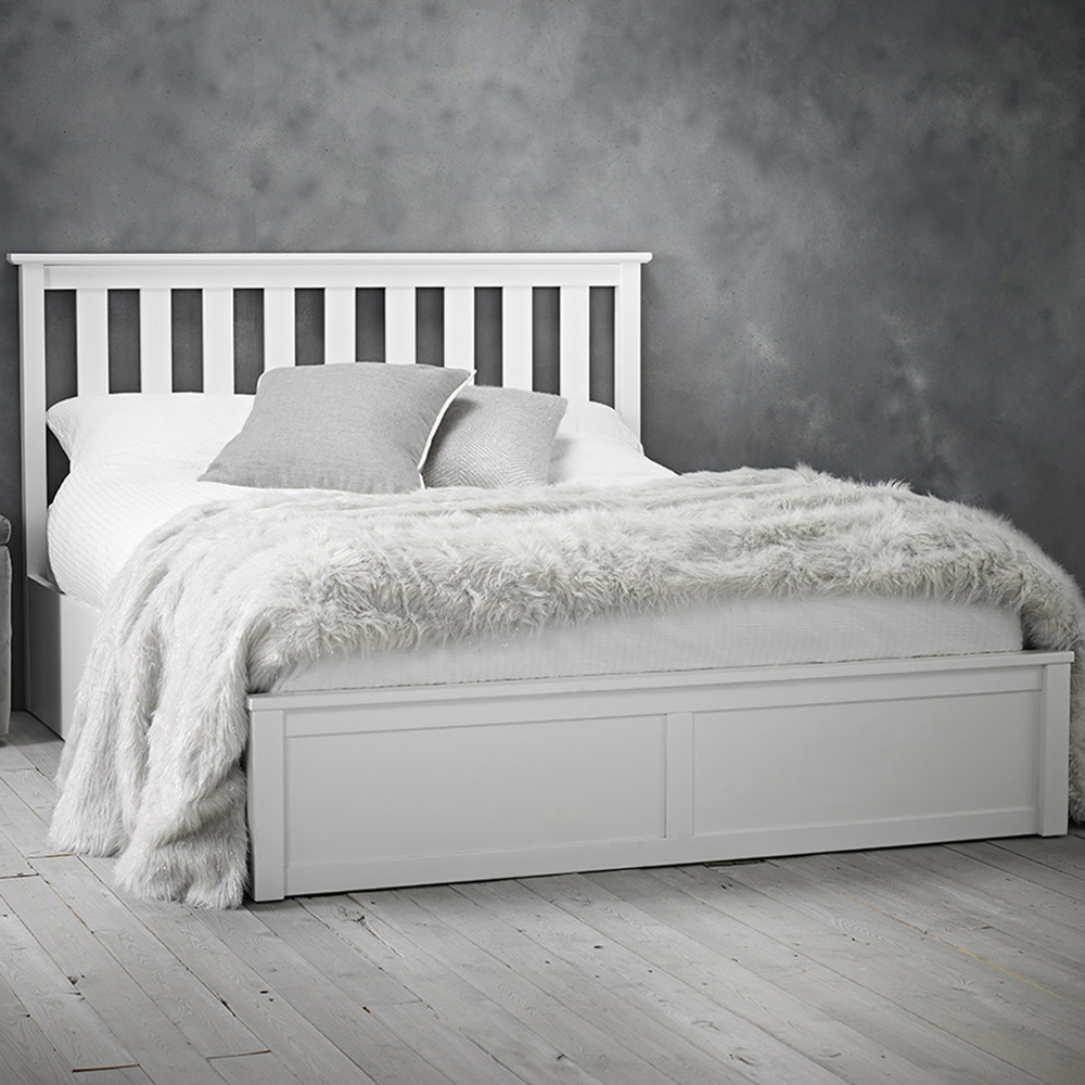 LPD Furniture Oxford Double White Ottoman Bed Frame Image 1