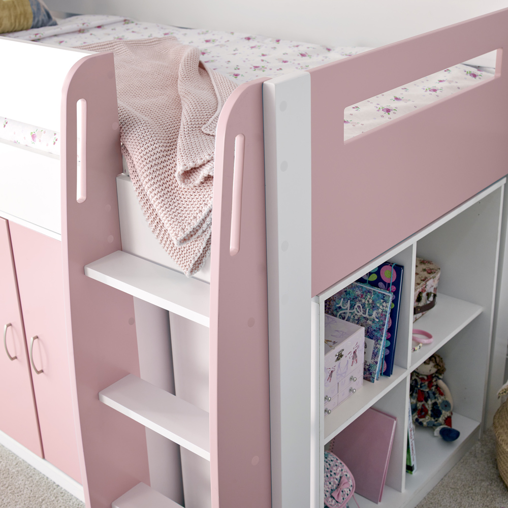 Bedmaster Lacy Pink Storage Mid Sleeper with Orthopaedic Mattress Image 7