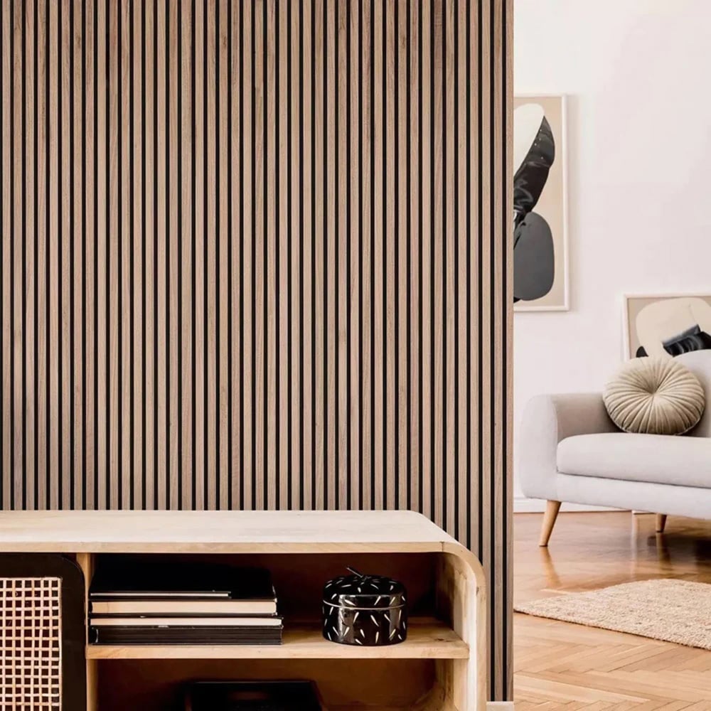 Portland 240 x 60cm Acupanel Walnut Acoustic Slat Wall Panel Image 7