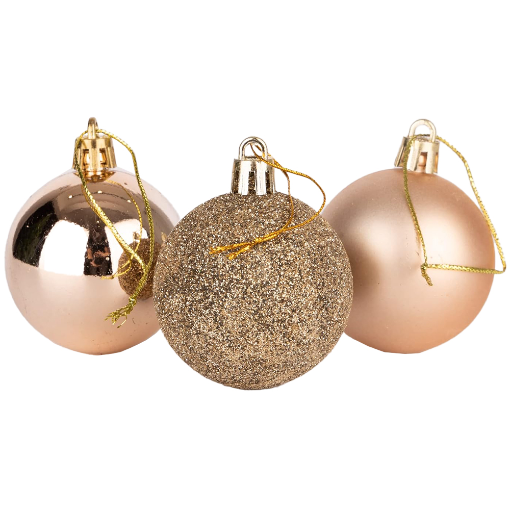 Shatchi 5cm Champagne Gold Shatterproof Christmas Baubles 18 Pack Image 2