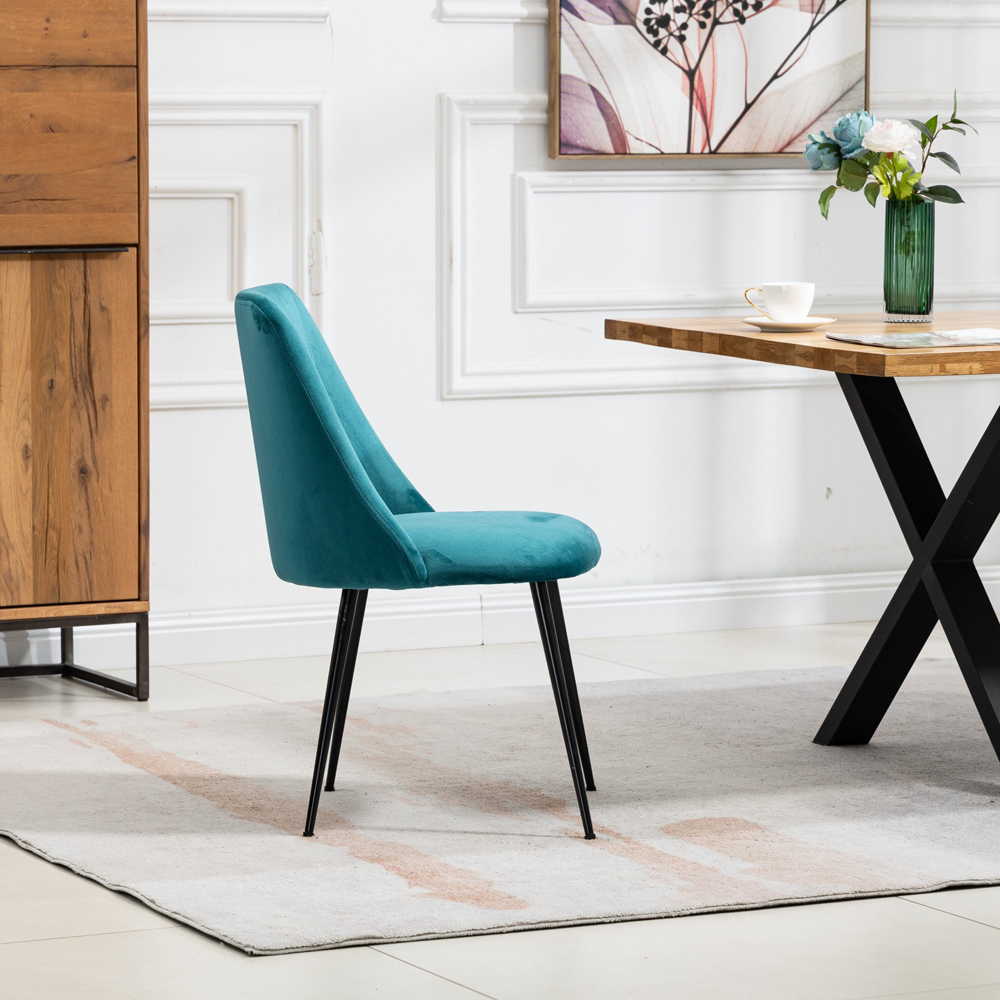 Artemis Home Morandi Set of 2 Teal Velvet Dining Chair Image 3