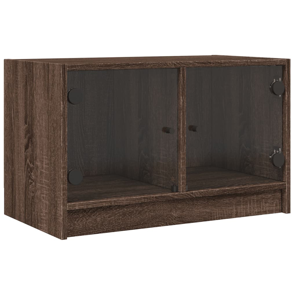 vidaXL 2 Glass Door Brown Oak Wooden TV Cabinet Image 2