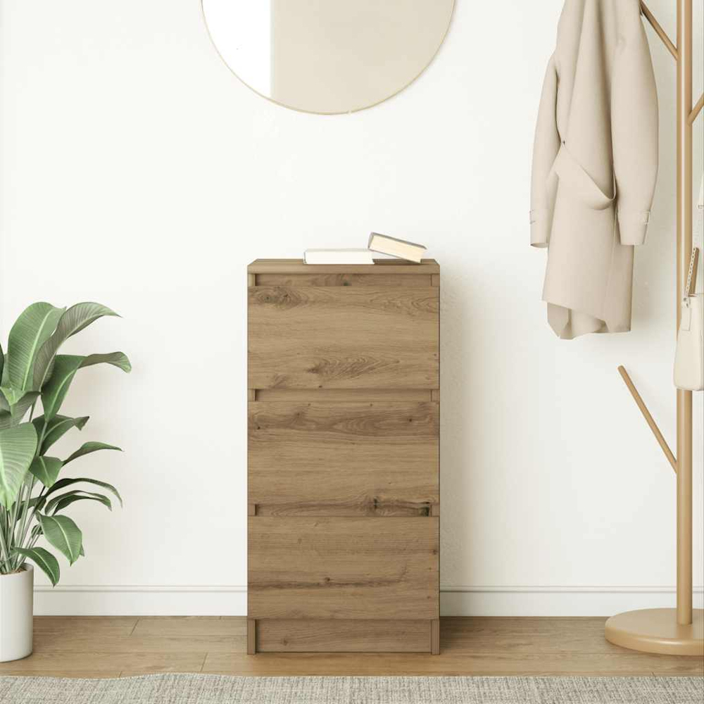 vidaXL 3 Drawer Artisan Oak Sideboard Image 9