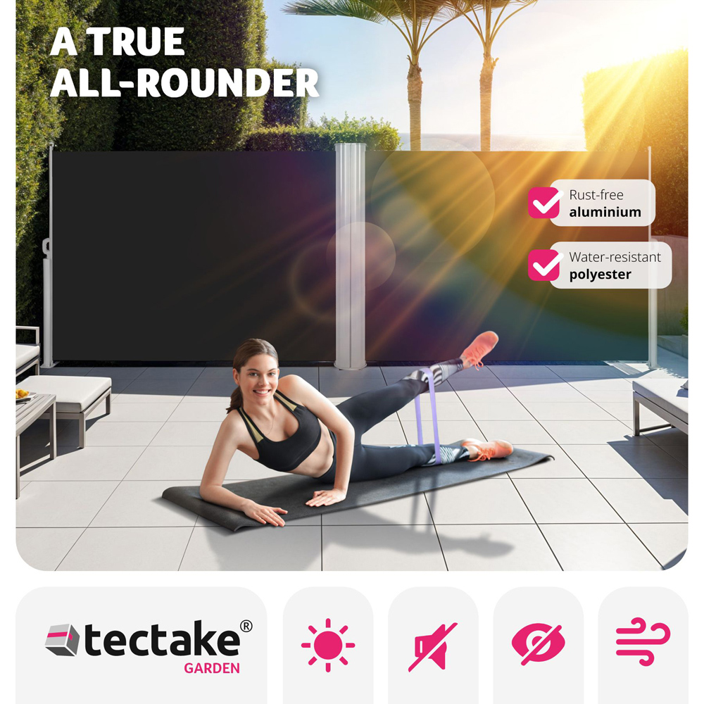 tectake Black Double Sided Retractable Side Awning 1.6 x 6m Image 8