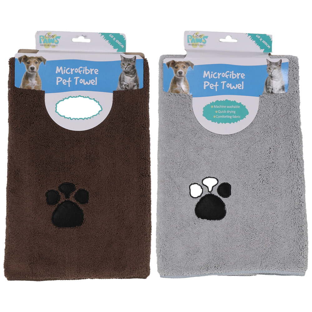 Single Clever Paws Microfibre Pet Towel in Assorted styles Image 1