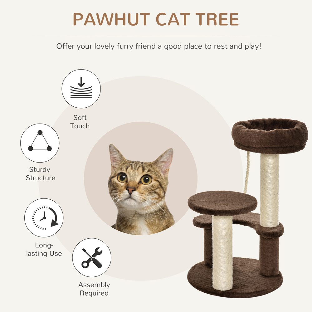 PawHut 65cm Brown Cat Activity Tree Image 4
