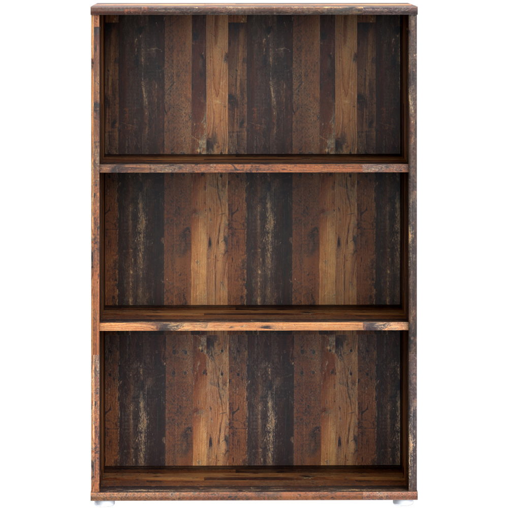 Florence Essential 2 Shelf Vintage Oak Tall Wide Bookcase Image 3