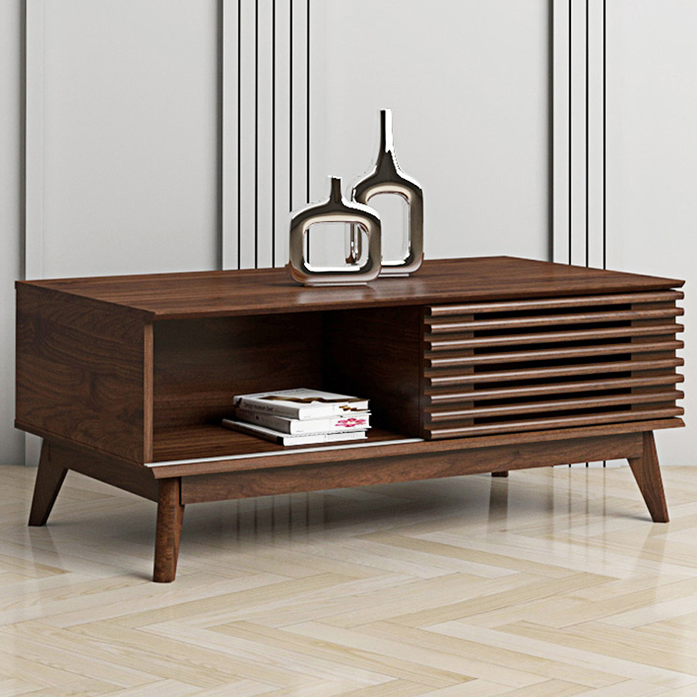 Kudl Single Sliding Door 2 Shelf Dark Columbian Walnut Coffee Table Image 1
