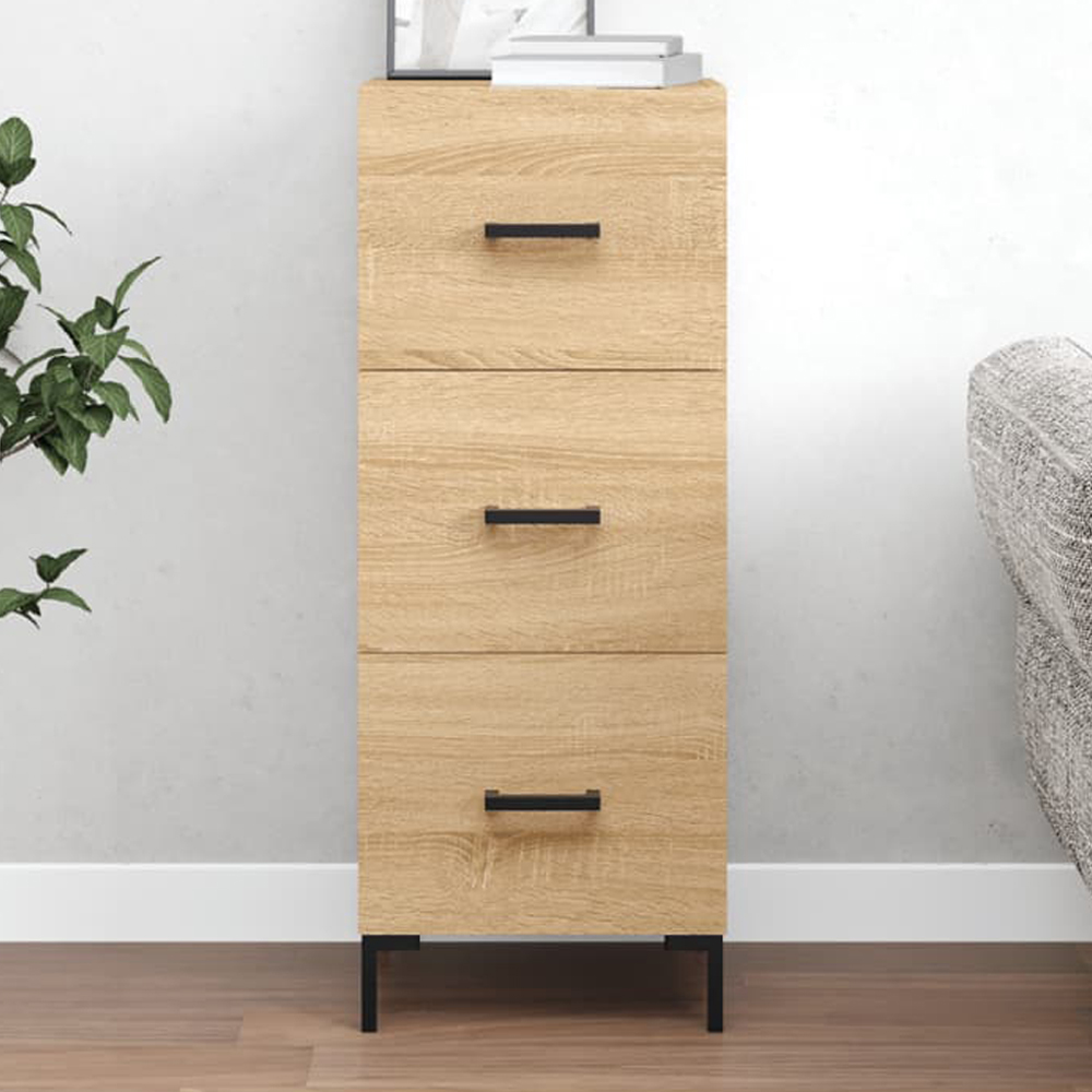 vidaXL 3 Drawer Sonoma Oak Narrow Sideboard Image 1