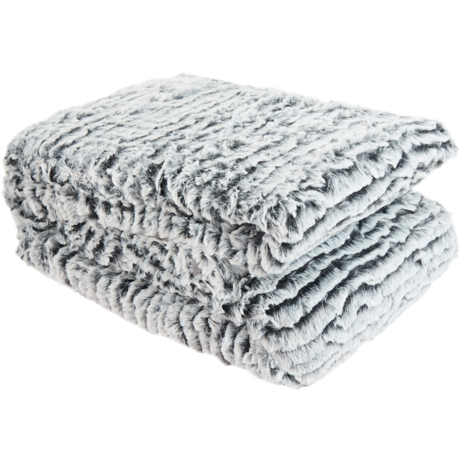Wilko Tipped Faux Fur Duvet Set Grey King Image 2