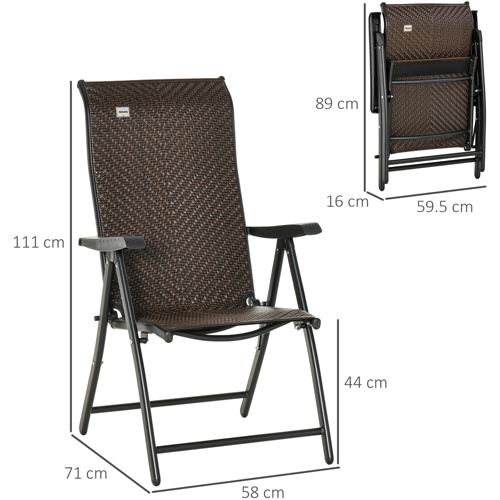 Outsunny Set of 2 Red Brown Rattan Folding Garden Chair Image 7