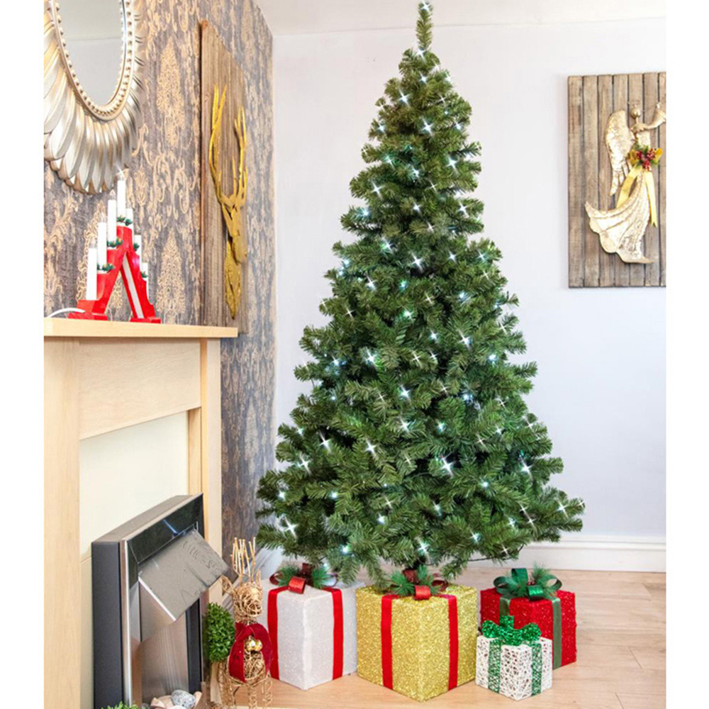 Shatchi Warm Multicolour LED Pre Lit Alaskan Pine Artificial Christmas Tree 10ft Image 2