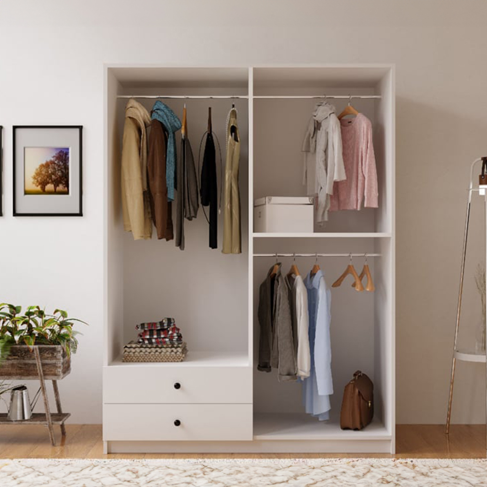 Evu ECU 4 Door 2 Drawer White Wardrobe Image 5