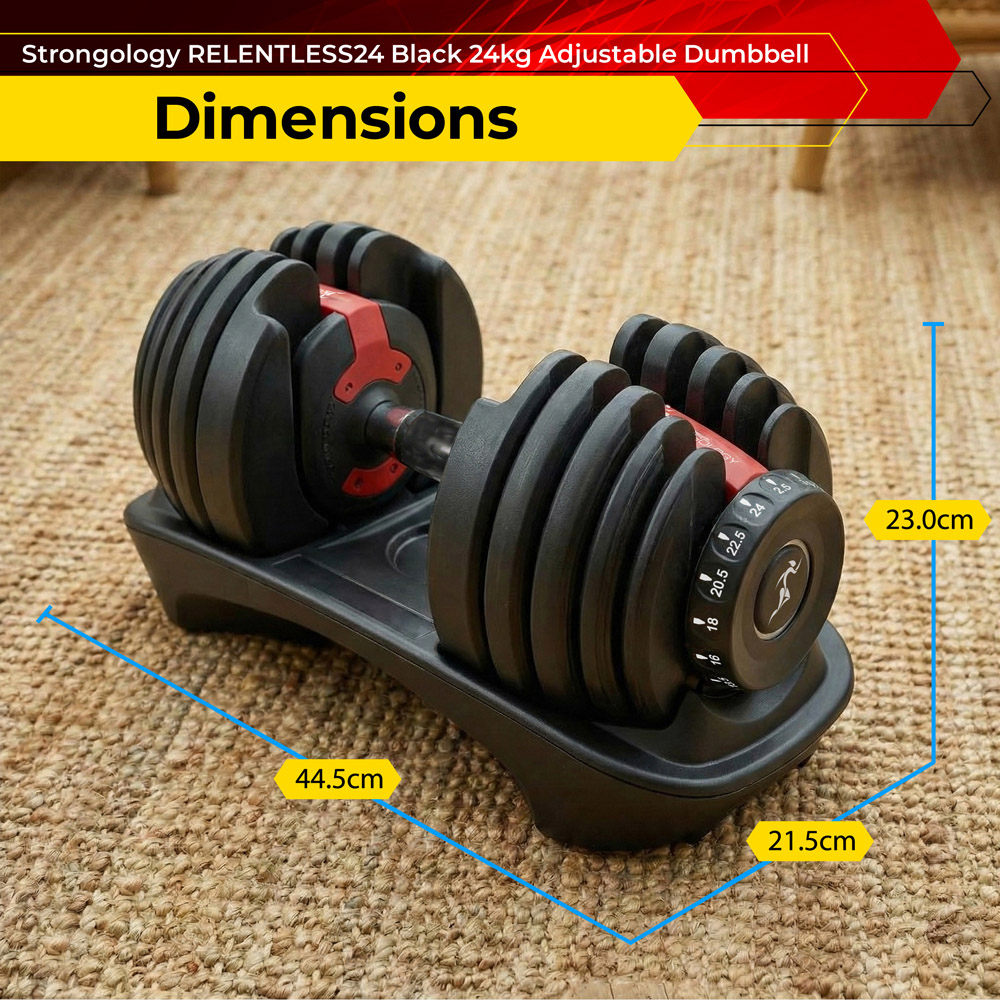 Strongology Urban24 Home Fitness Black and Red Adjustable Dumbbells 2.5kg to 24kg 2 Pack Image 9