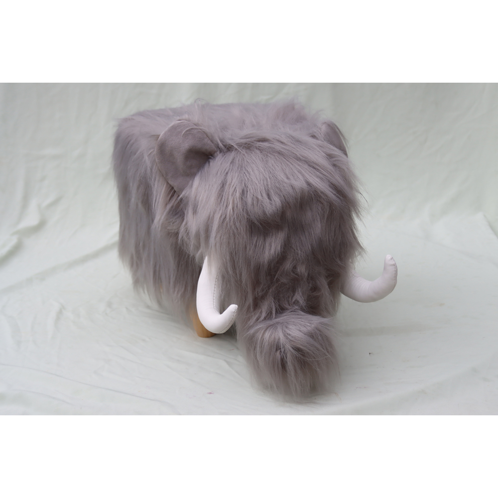 Gardeco Tundra The Woolly Mammoth Grey Synthetic Fur Footstool Image 3