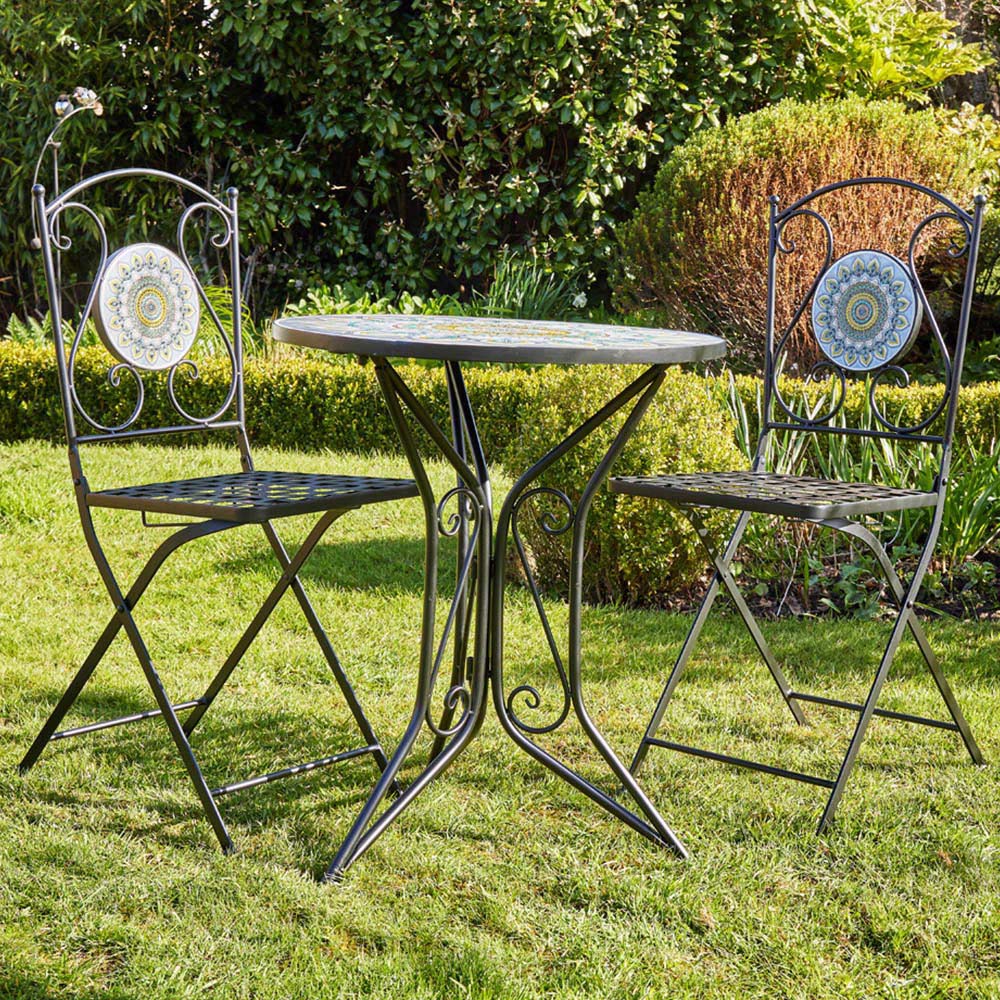 Home Source Hampshire 2 Seater Mosaic Bistro Set Black Image 1