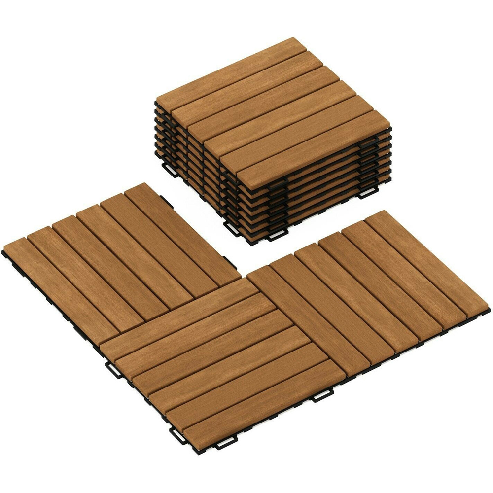 Walplus Honey Oak Wooden Interlocking Deck Tile 30.5 x 30.5cm 10 Pack Image 2