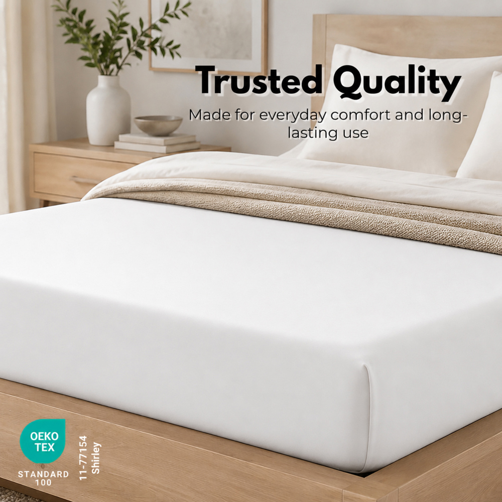 MHG Living Single White 30cm Deep Microfibre Fitted Sheet Image 6