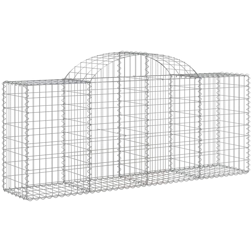 vidaXL Silver Galvanised Iron Arched Gabion Basket 200 x 50 x 80/100cm 13 Pack Image 1