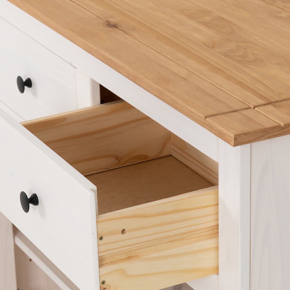 Seconique Panama 3 Door 3 Drawer White and Natural Wax Sideboard Image 6