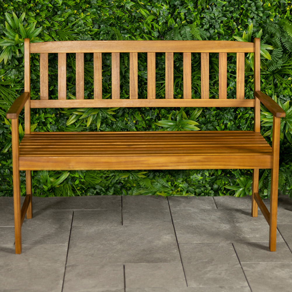 Charles Bentley Brown Wooden Bench Image 1