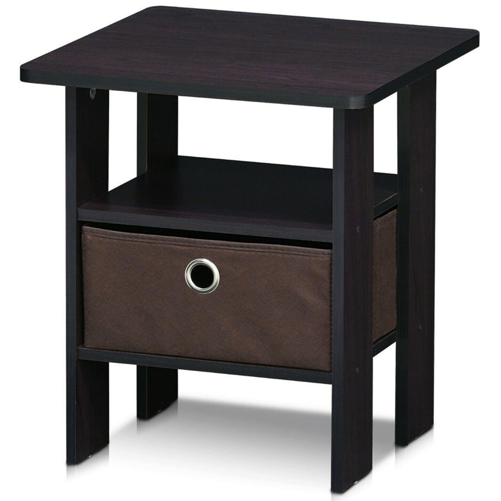 Walplus Andrey Single Drawer Single Shelf Dark Walnut End Table Image 3