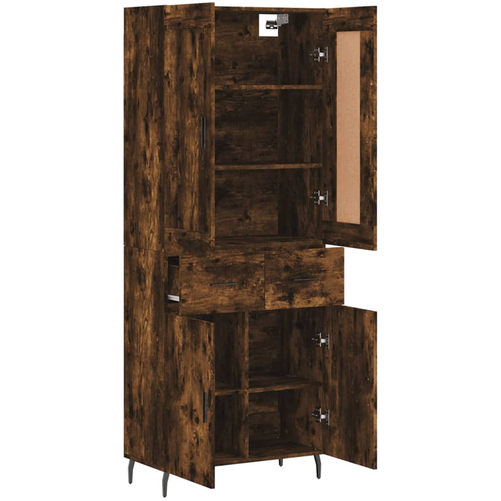 vidaXL 4 Door 2 Drawer Smoked Oak Highboard Image 2