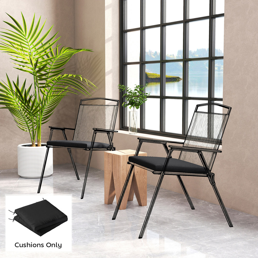 Outsunny Black Waterproof Garden Chair Cushion 50 x 50cm 2 Pack Image 2