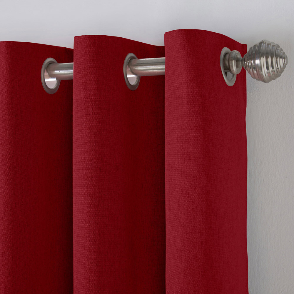 Alan Symonds Red Linen Look Blackout Ring Top Eyelet Curtains 110 x 183cm Image 3