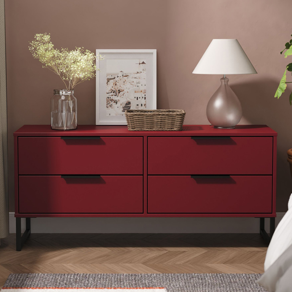 Crowndale Hong Kong 4 Drawer Red Matt Bed Box Ready Assembled Image 1