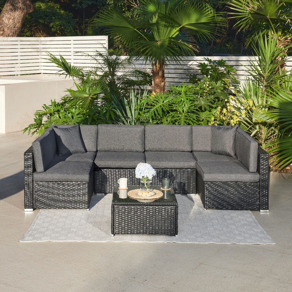 Home Detail Cantina 6 Seater Black Sofa Set with Cover Image 9