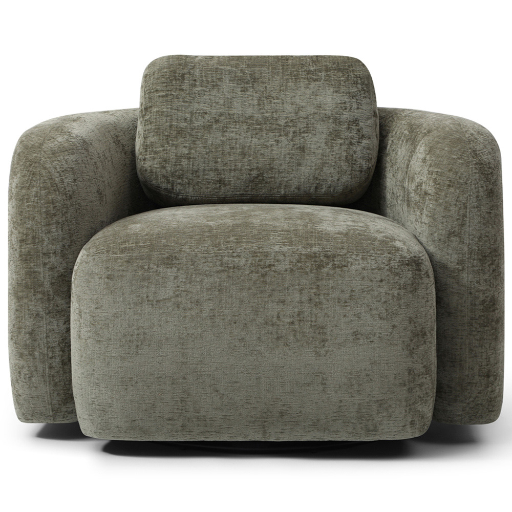 Molly Distressed Olive Soft Chenille Swivel Armchair Image 2