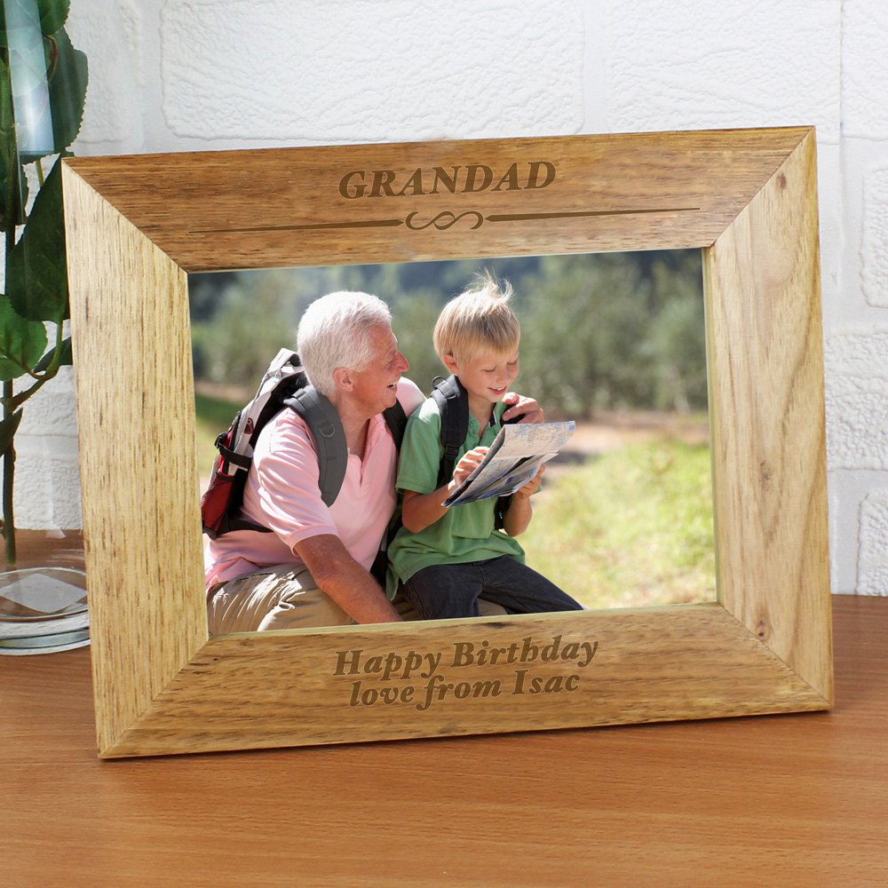 Personalised Memento Personalised Oak Landscape Photo Frame 5 x 7 inch Image 2