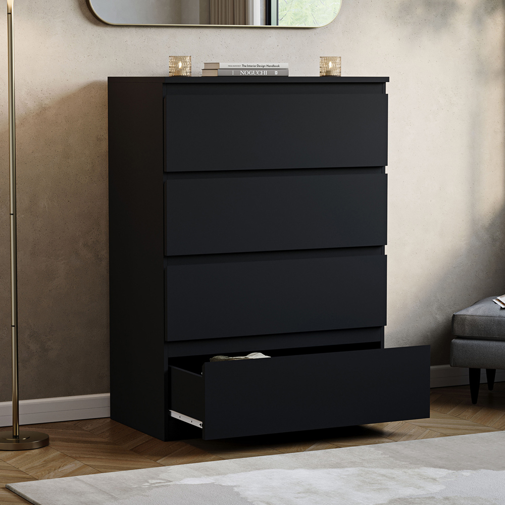 VIDA DESIGNS Denver 4 Drawer Black Chest of Drawers Image 5