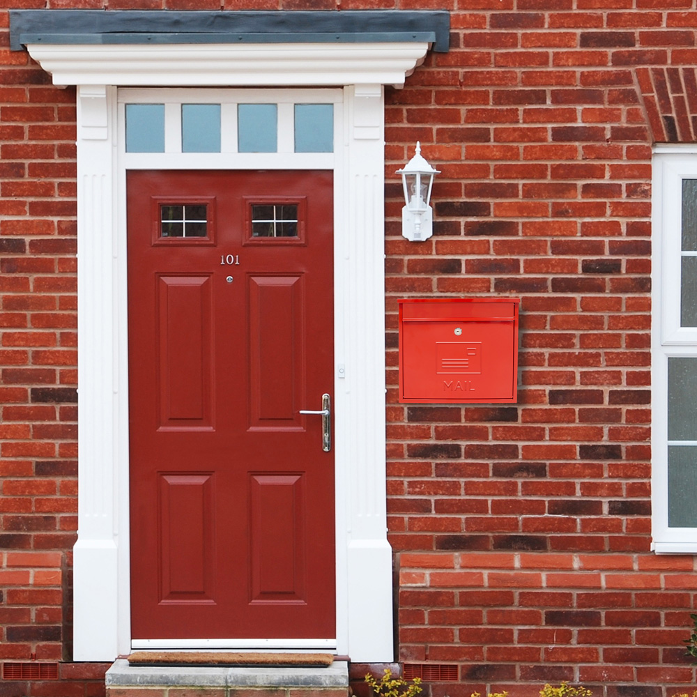 GardenKraft Elegance Red Galvanised Steel Wall Post Box Image 2