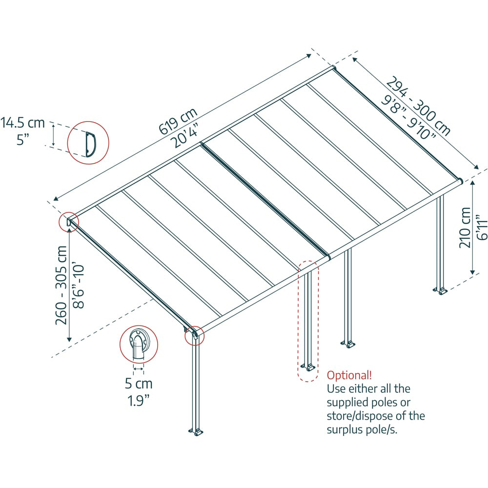 Palram Canopia Olympia Grey Clear 3 x 6.10m Patio Cover Image 6