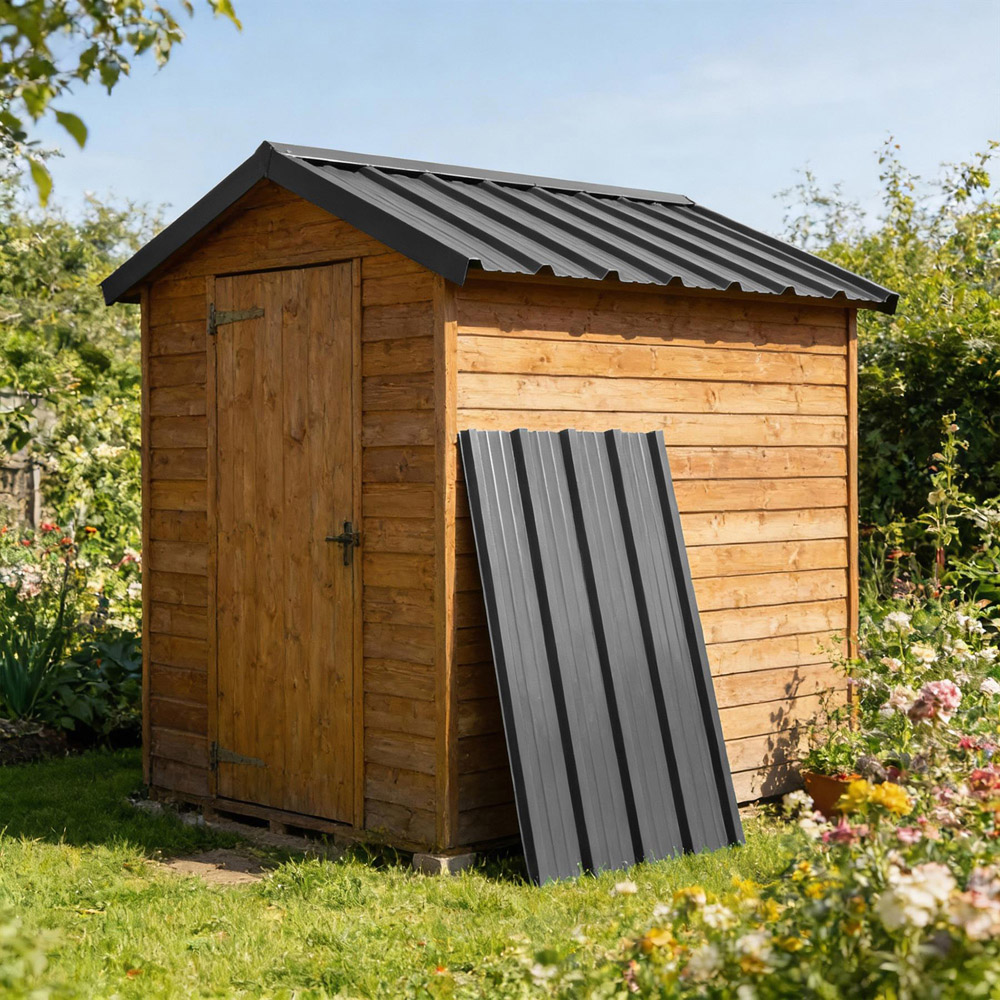 Harbour Housewares Anthracite Galvanised Steel Roofing Ridge Cap 30 x 60cm 5 Pack Image 2