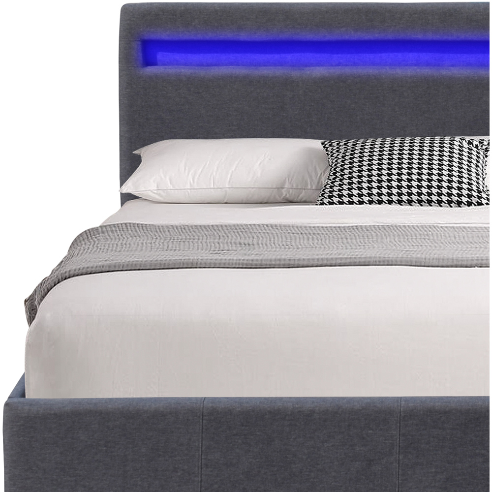 Comfy Living Small Double Dark Grey Ottoman Bed Frame with LED Image 3