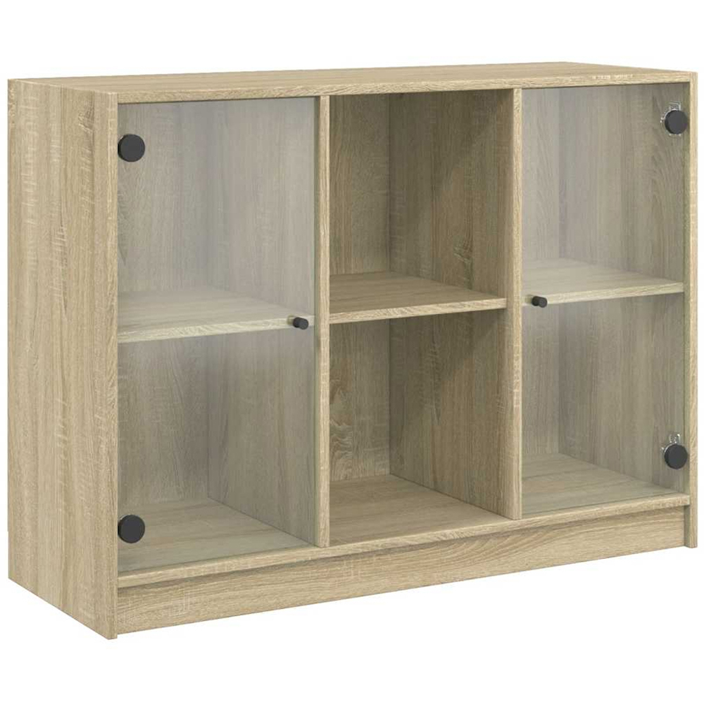 vidaXL 2 Glass Door 2 Shelf Sonoma Oak Sideboard Image 2
