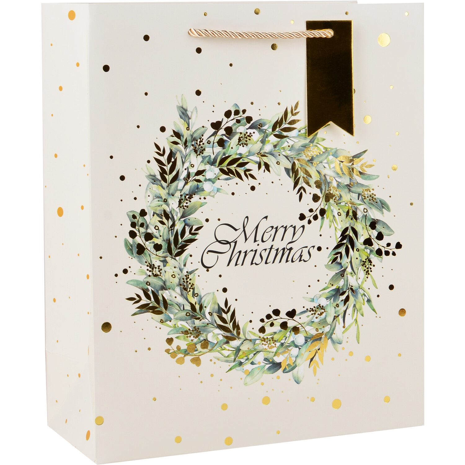White Merry Christmas Giftbag - Large Image 2