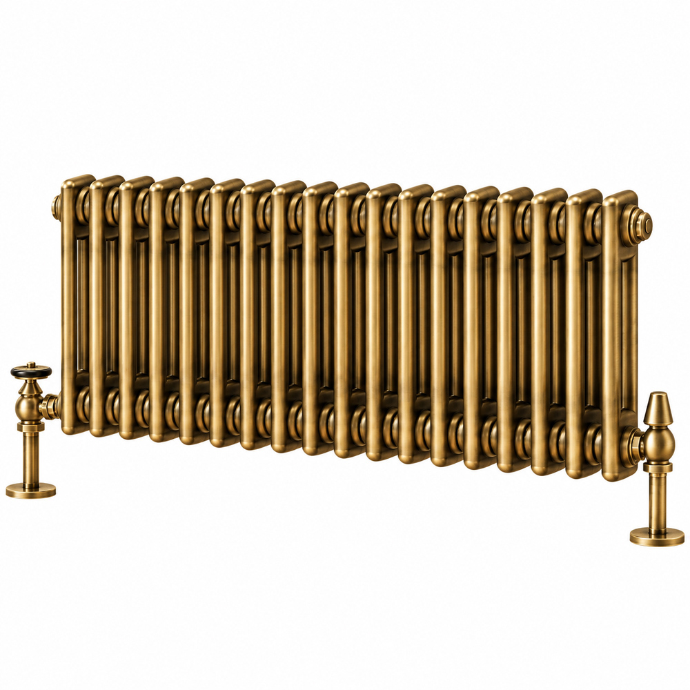 Go Bathrooms Clarence 1774 BTU 2 Column 22 Sections Antique Brass Radiator 300 x 1010mm Image 1