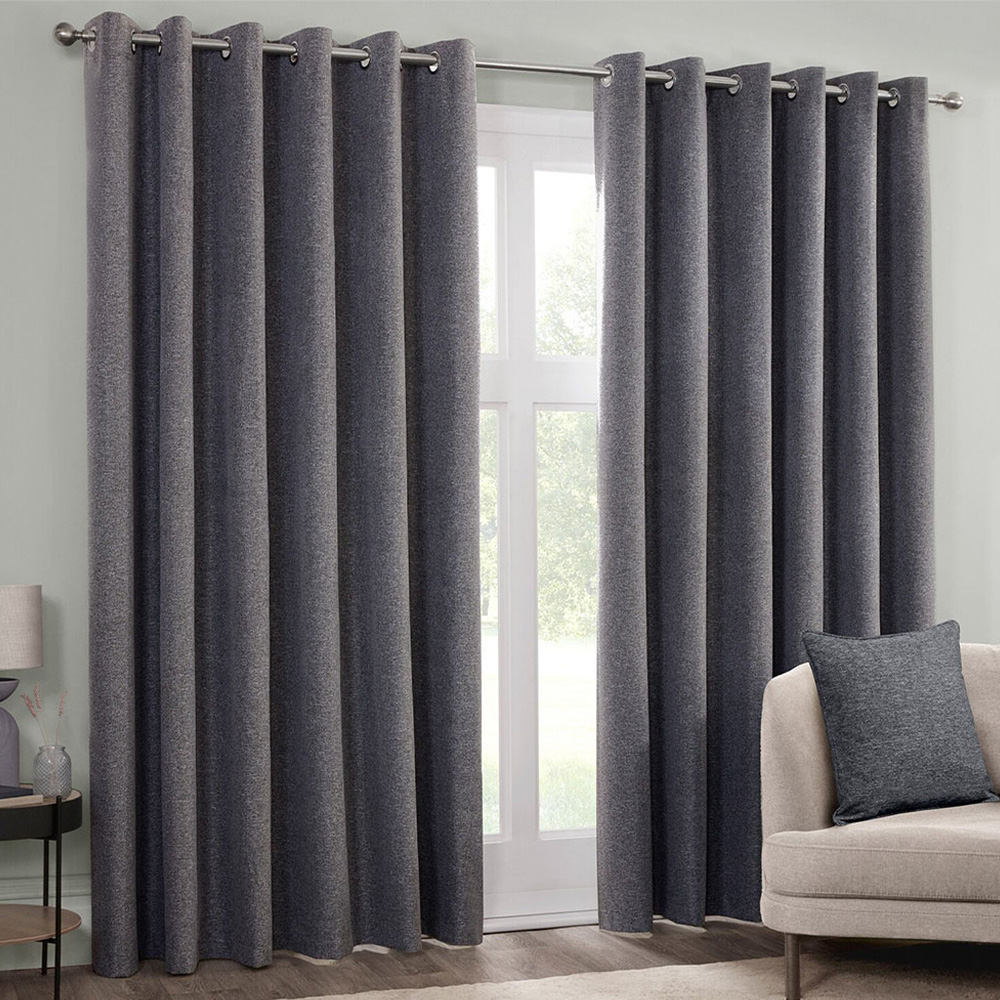 Dusk Eyelet Curtain Charcoal / 168cm / 229cm Image 1