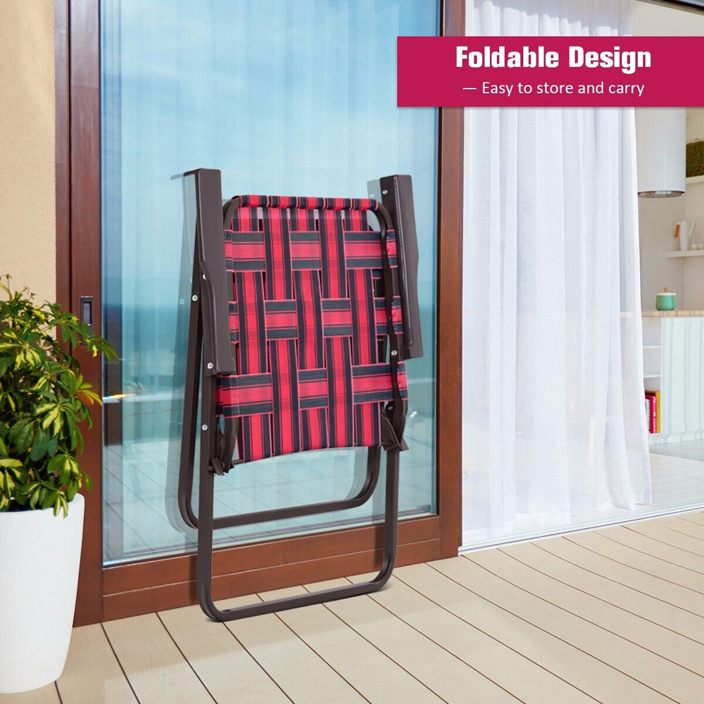 Costway Set of 6 Red Folding Beach Chair Image 6
