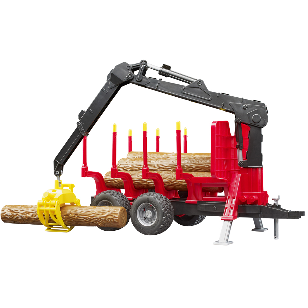 Bruder Kids Forestry Trailer with Loading Crane and 4 Trunks Playset Model Image 1
