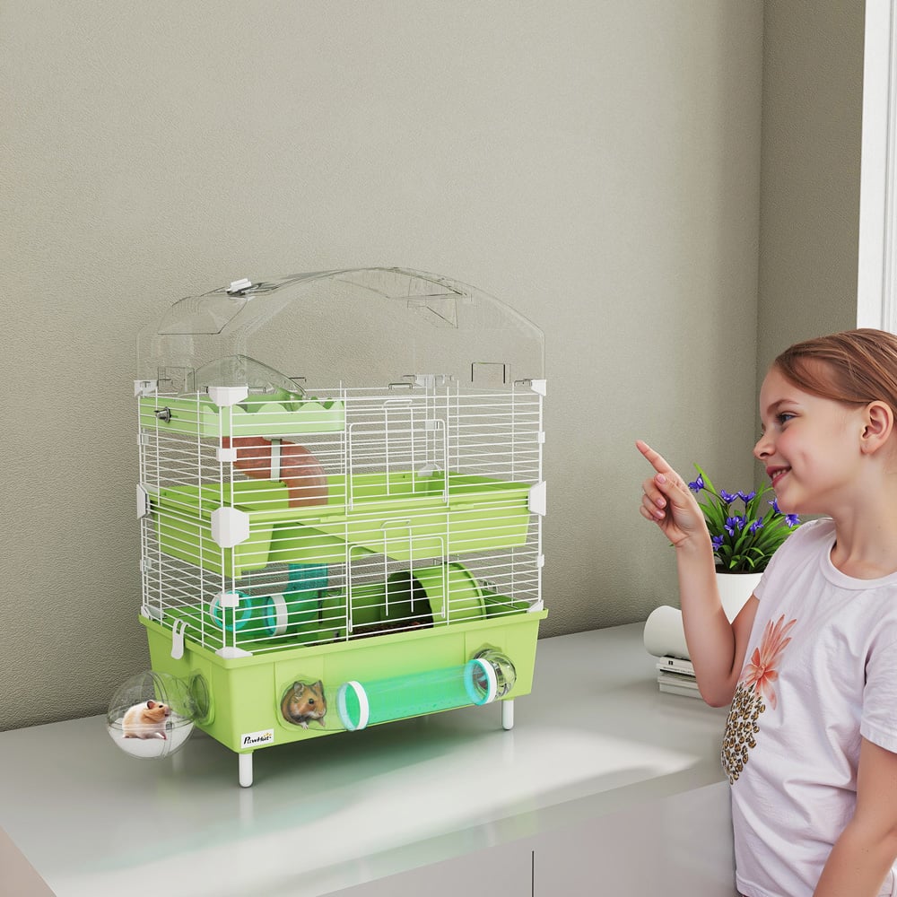 PawHut Green 3 Shelf Hamster Cage with Accessories Image 2