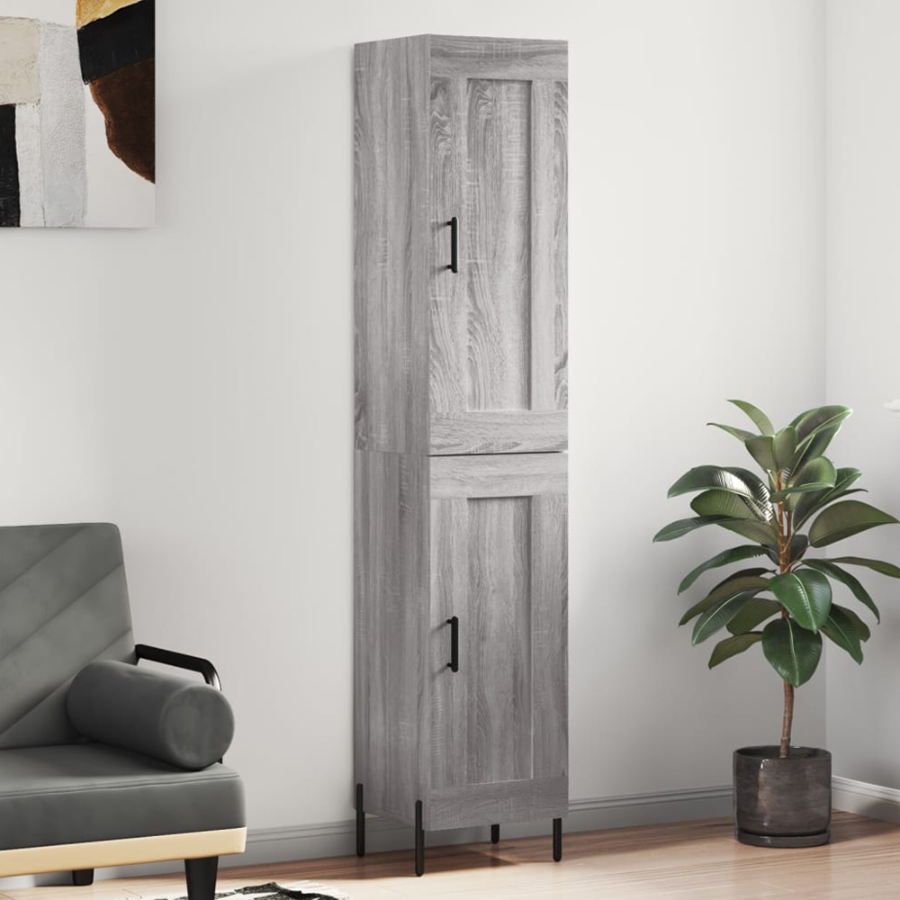 vidaXL 2 Door Grey Highboard Image 1